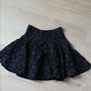 H&M Black Circle Skater Skirt with Light Contrast Stitching